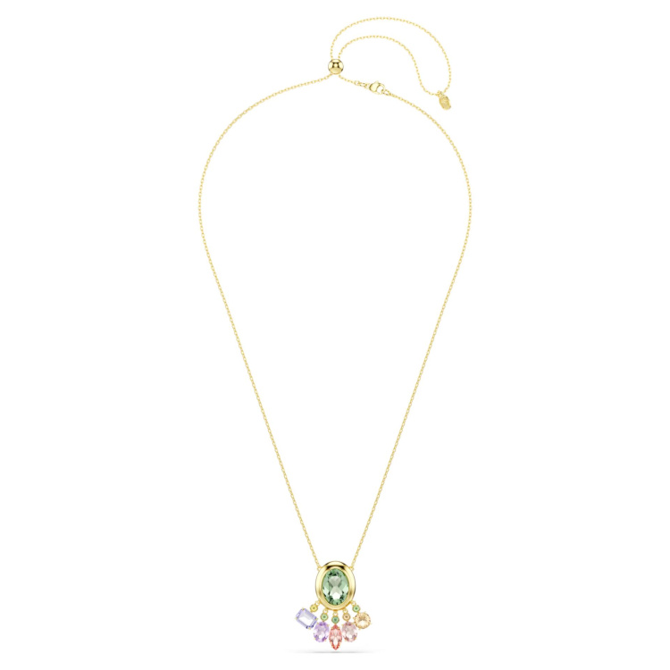 Gema pendant Mixed cuts, Dangling crystals, Multicolored, Gold-tone plated
